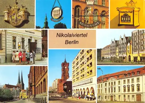 AK, Berlin Mitte, neun Abb., Partien im Nikolaiviertel, 1987