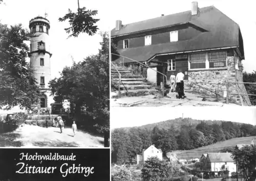 AK, Kurort Oybin, Zittauer Gebirge, Hochwaldbaude, drei Abb., 1980