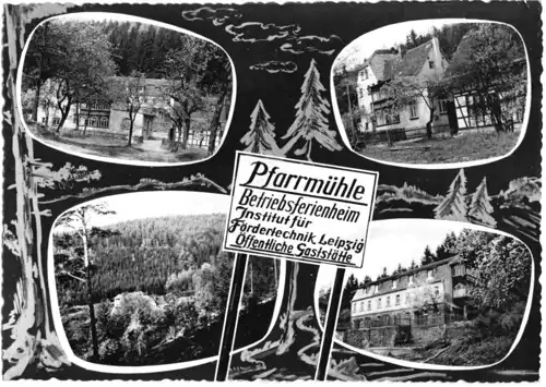 AK, Kursdorf bei Eisenberg, Betriebsferienheim "Pfarrmühle", vier Abb., 1964