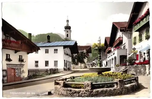 AK, Oberaudorf am Inn, Straßenpartie, um 1966