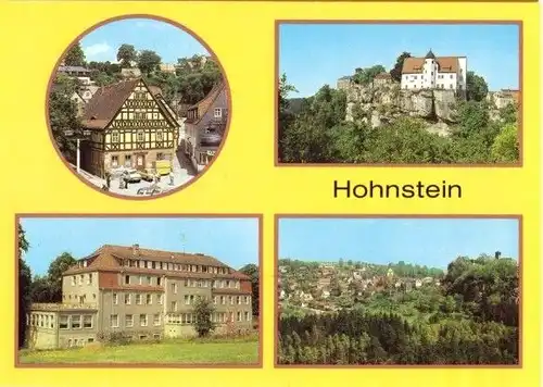 AK, Hohnstein Kr. Sebnitz, 4 Abb, u.a. Jugendburg, 1988