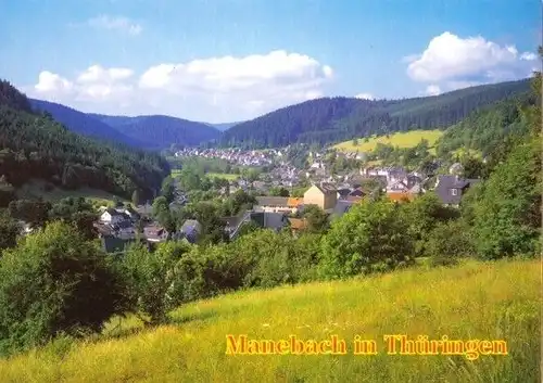 AK, Manebach in Türingen, Kr. Ilmenau, Gesamtansicht, um 1998