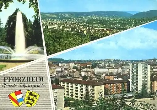 AK, Pforzheim, 3 Abb., u.a. Übersicht, ca. 1966