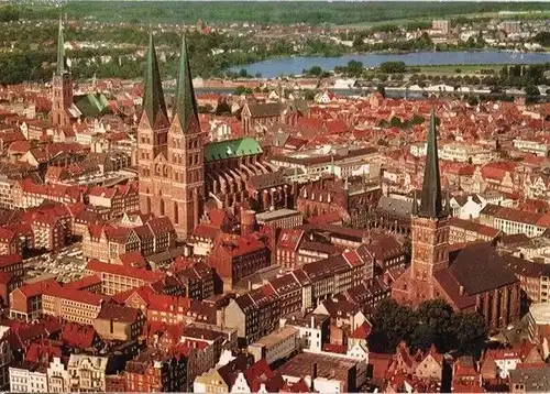 AK, Lübeck, Luftbildteilansicht, 1977