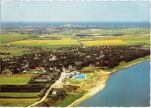 AK, Keitum auf Sylt, Luftbild, Im Hintergrund Westerland, 1971