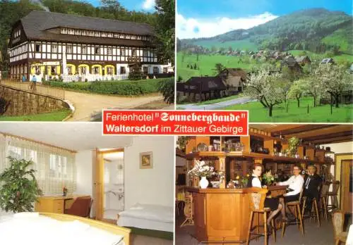 AK, Waltersdorf Zittauer Gebirge, Ferienhotel "Sonnenbergbaude", vier Abb., 1998