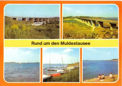 AK, Pouch - Friedersdorf Kr. Bitterfeld, Rund um den Muldenstausee, 5 Abb., 1987