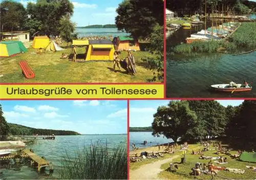 AK, Neubrandenburg, Urlaubsgrüße vom Tollensesee, vier Abb., 1989