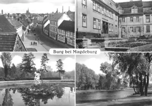 AK, Burg bei Magdeburg, vier Abb., 1974