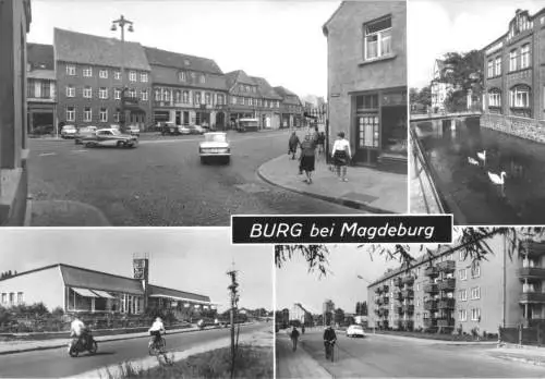 AK, Burg bei Magdeburg, vier Abb., 1970