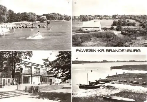 AK, Päwesin Kr. Brandenburg Havel, vier Abb., Pionierlager Bollmannsruh, 1983