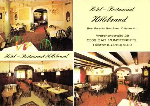 AK, Bad Münstereifel, Hotel-Restaurant Hillebrand, drei Abb., um 1978