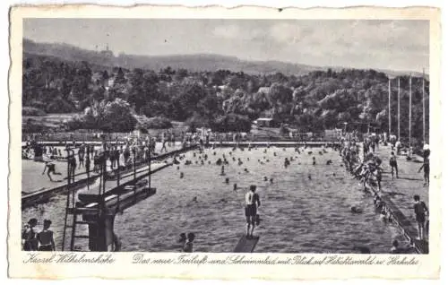 AK, Kassel - Wilhelmshöhe, Das neue Luft- und Schwimmbad, belebt, um 1935