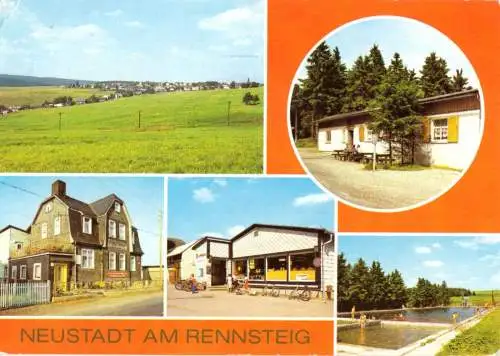 AK, Neustadt am Rennsteig, fünf Abb., u.a. Konsum-Einkaufszentrum, 1985