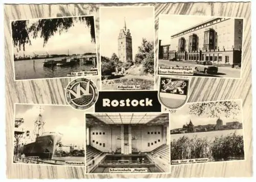 AK, Rostock, sechs Abb., gestaltet, 1961