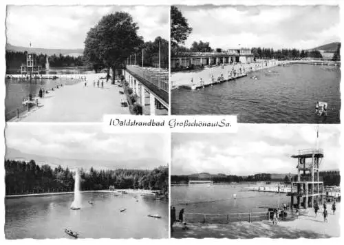 AK, Großschönau Sa., Waldstrandbad, vier Abb., 1961