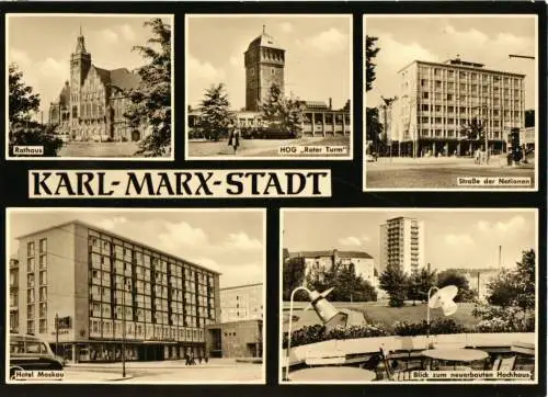 AK, Karl-Marx-Stadt, fünf Abb., gestaltet, 1964
