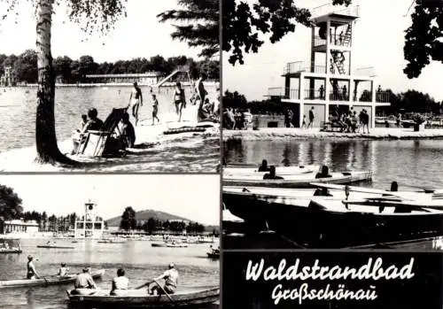 AK, Großschönau Kr. Zittau, Waldstrandbad, drei Abb., 1977