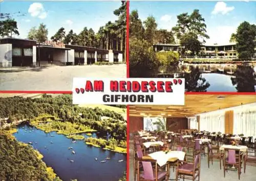 AK, Gifhorn, Restaurant "Am Heidesee", vier Abb., 1977