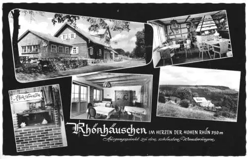 AK, Bischofsheim a.d. Rhön, Gaststätte "Rhönhäuschen", fünf Abb. gestaltet, 1962