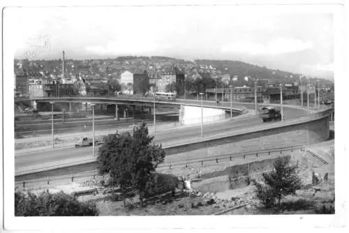 AK, Pforzheim, Bahnhofsbrücke, 1955