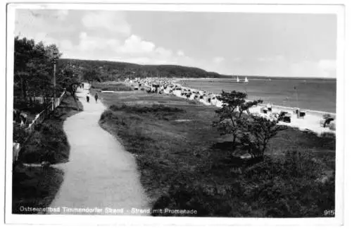 AK, Ostseeheilbad Timmendorfer Strand, Strand mit Promenade, 1952