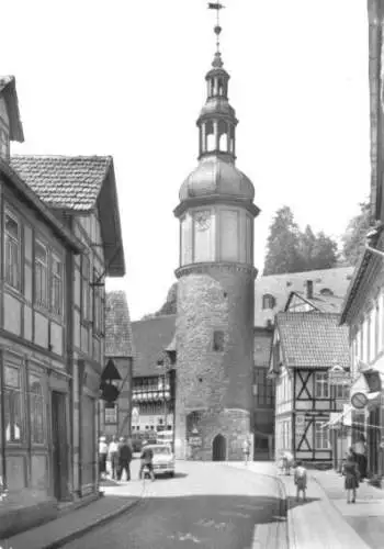 AK, Stolberg Harz, Straßenpartie mit Seigerturm, 1980