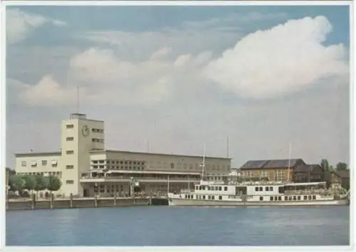 AK, Friedrichshafen a. Bodensee, Hafenbahnhof, um 1950