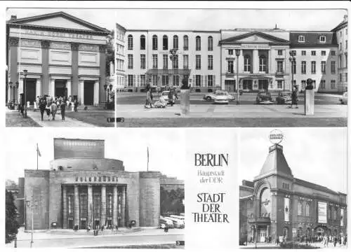 AK, Berlin Mitte, Berlin-Stadt der Theater, vier Abb., 1969
