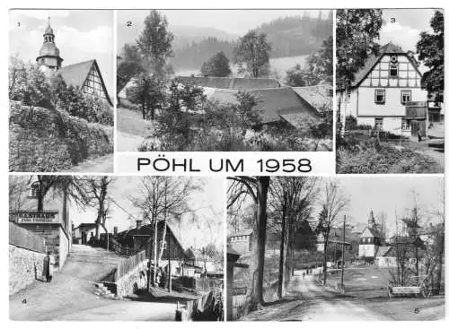 AK, Pöhl Vogtl., 5 Abb. des für die Talsperre aufgelassenen Ortes von 1958, 1974
