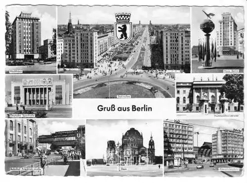 AK, Berlin Mitte, Berlin Friedrichshain, acht Abb., 1958