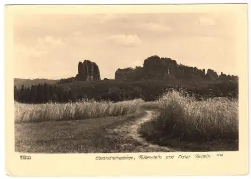 AK, Sächsische Schweiz, Falkenstein und Hoher Torstein, 1953