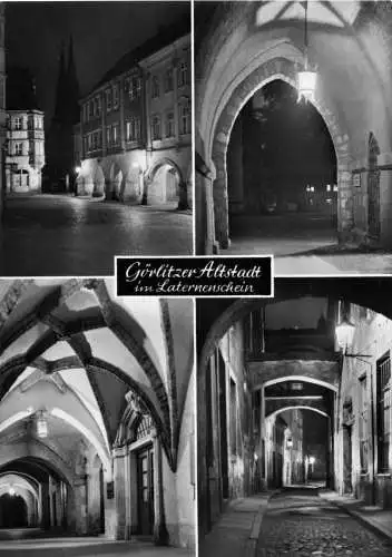 AK, Görlitz, vier nächtliche Altstadtaussichten, 1970