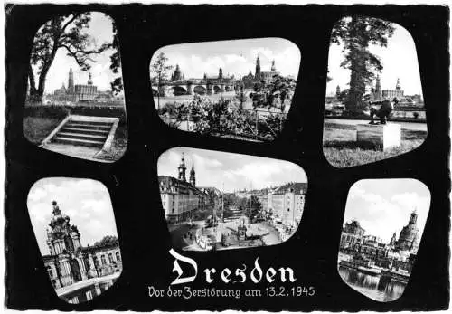 AK, Dresden, sechs Motive vor der Zerstörung 1945, 1961