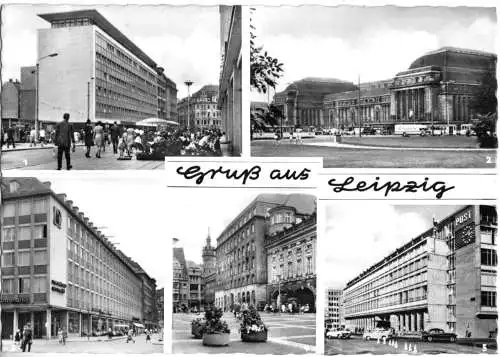 AK, Leipzig, Gruß aus Leipzig, fünf Abb., 1968