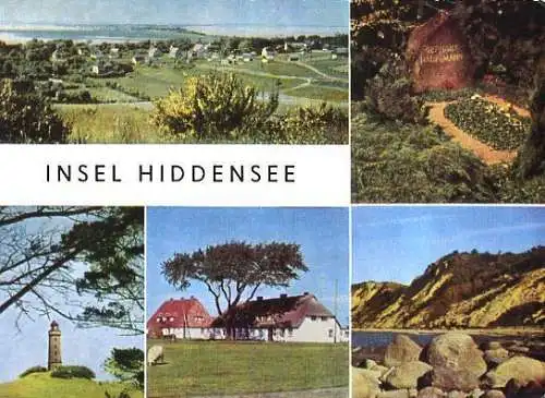 AK, Hiddensee, 5 Abb., u.a. Leuchtturm, 1975