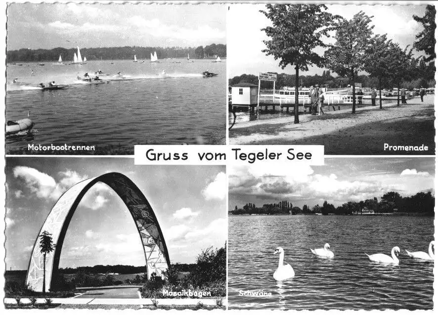 AK, Berlin Tegel, Gruß vom Tegeler See, vier Abb., um 1961