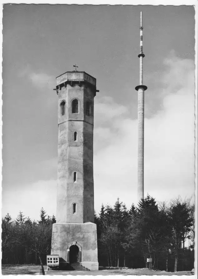 AK, Dannefels, Ludwigs- imd Fernsehturm auf dem Donnersberg, um 1965