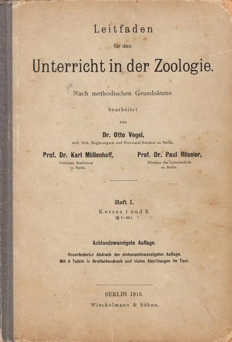 Leitfaden für den Unterricht in der Zoologie, 1915