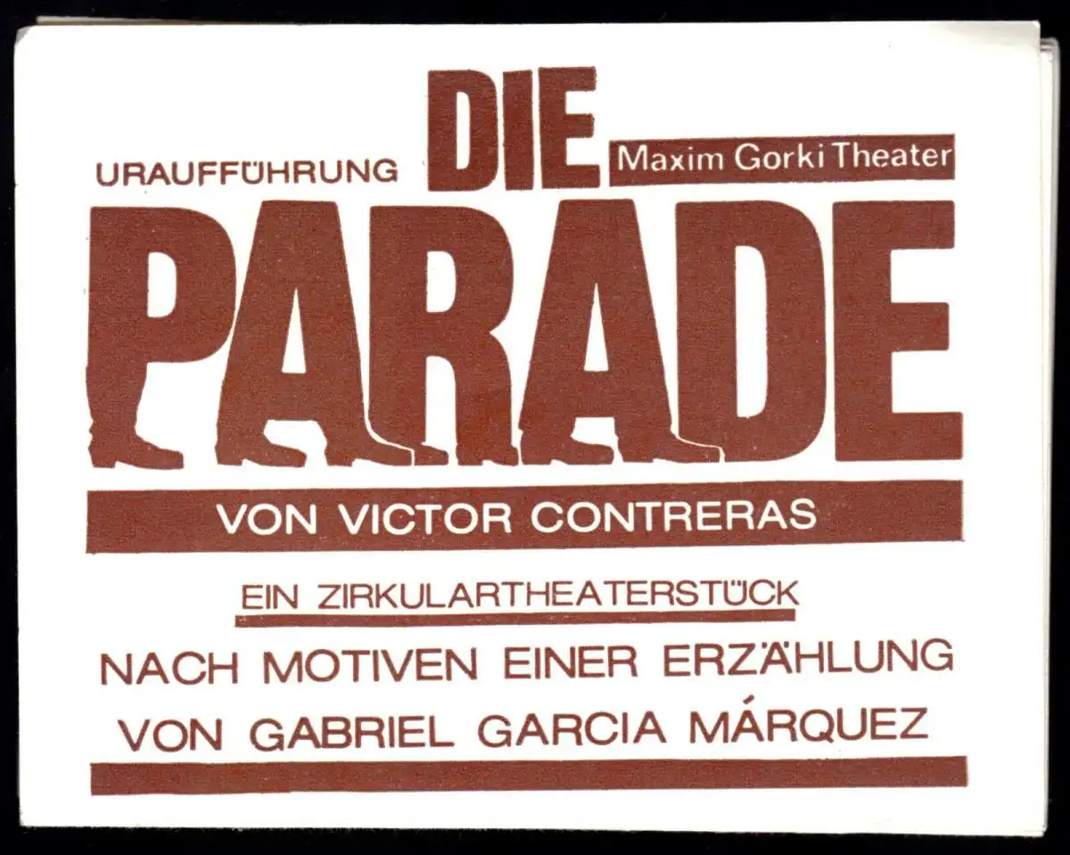 Theaterprogramm, Maxim Gorki Theater, Victor Contreras, Die Parade, 1988