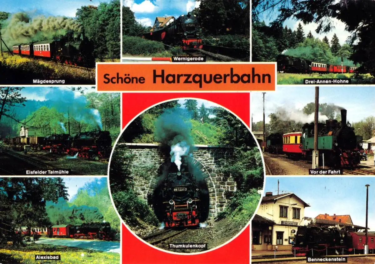 AK, Schöne Harzquerbahn, acht Abb., um 1994