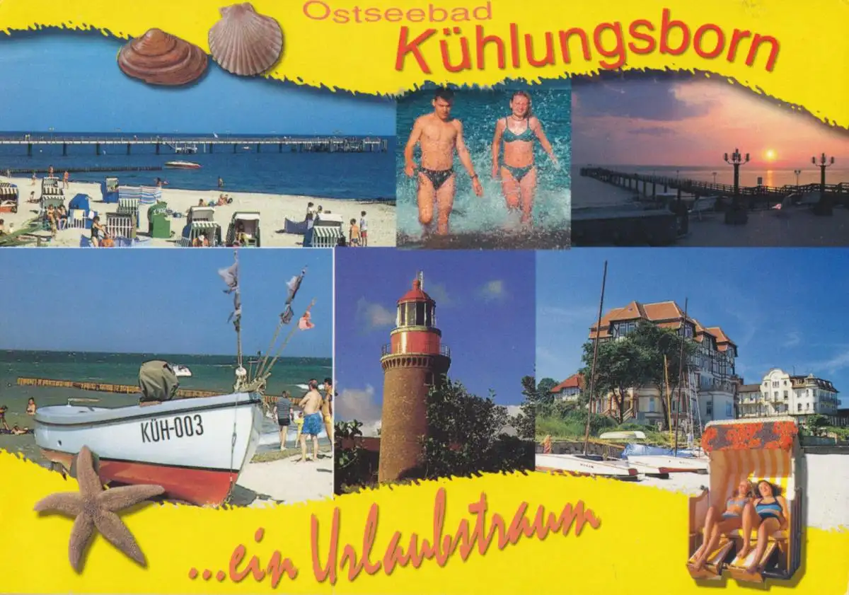 AK, Ostseebad Kühlungsborn, sechs Abb., gestaltet, 2000
