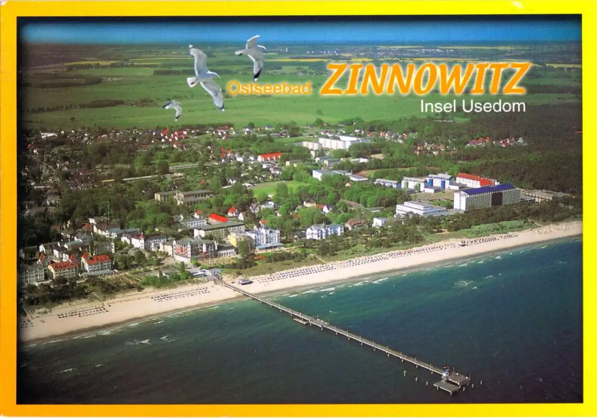 AK, Ostseebad Zinnowitz auf Usedom, Luftbildansicht, um 2000