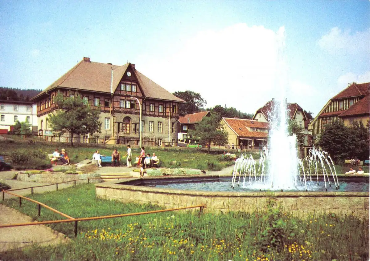 AK, Schierke Kr. Wernigerode, Kurpark und Rathaus, 1991