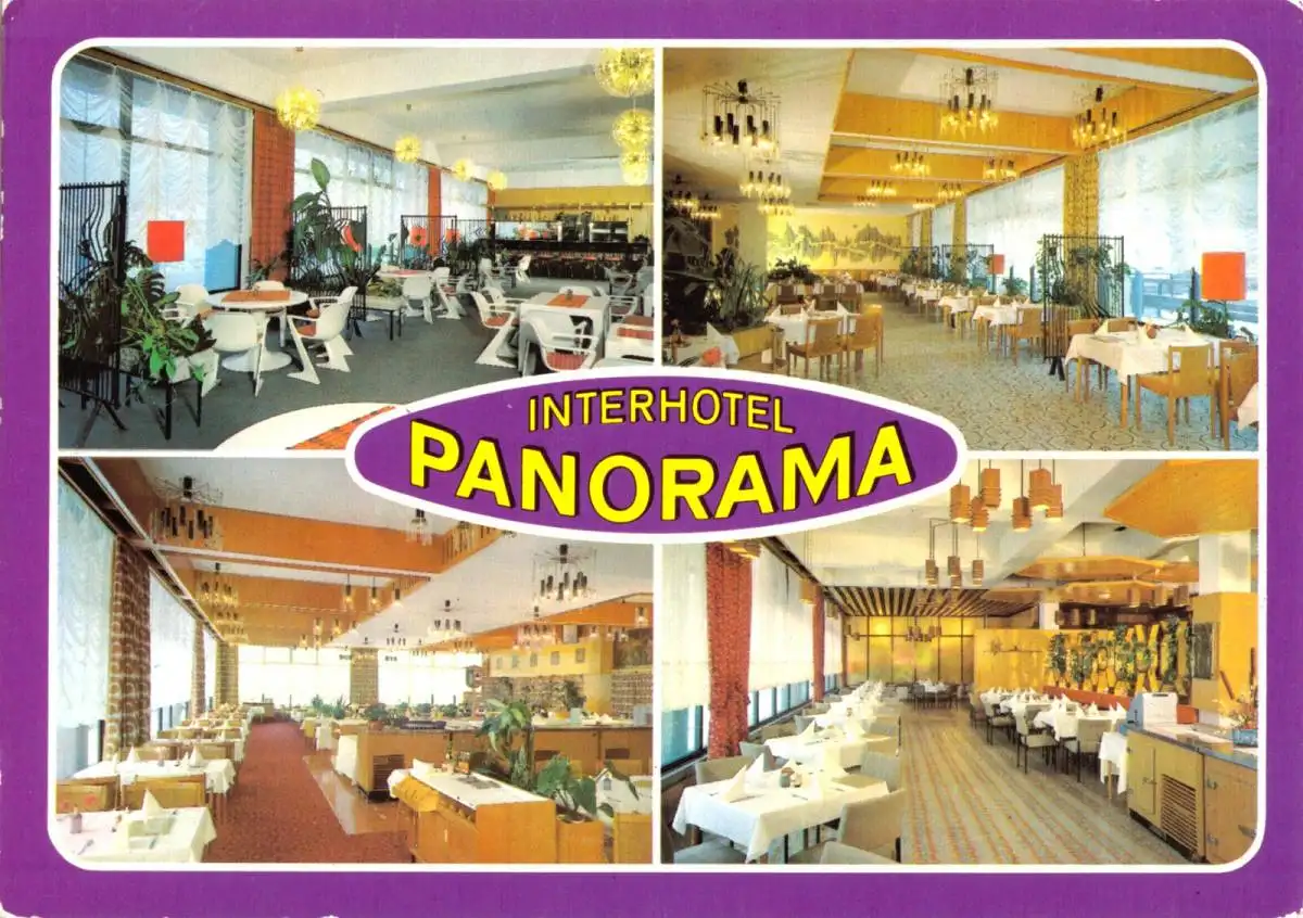 AK, Oberhof Thür. Wald, Interhotel Panorama, vier Innenansichten, um 1988