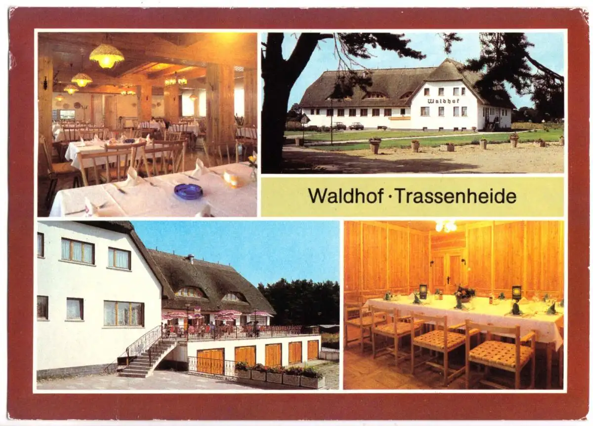 AK, Ostseebad Trassenheide Usedom, Waldhof, vier Abb., 1983