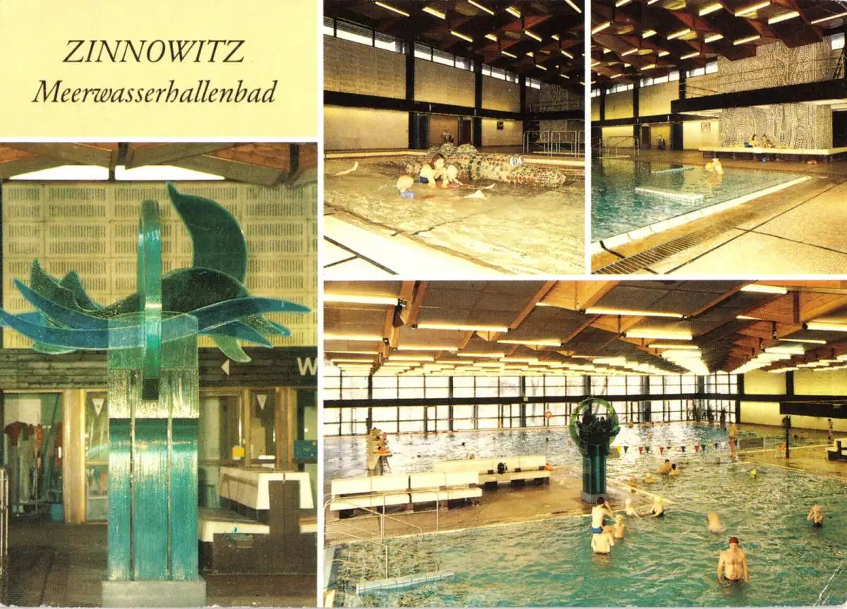 AK, Ostseebad Zinnowitz auf Usedom, Meerwasserhallenbad, vier Abb., 1990
