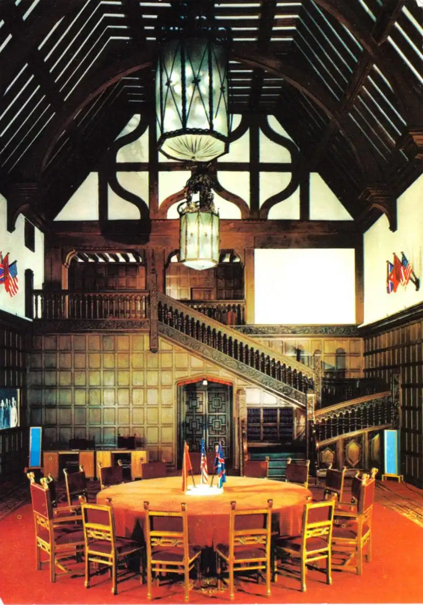 AK, Potsdam, Schloß Cecilienhof, Konfrenzsaal der Potsdamer Konferenz 1945, 1985