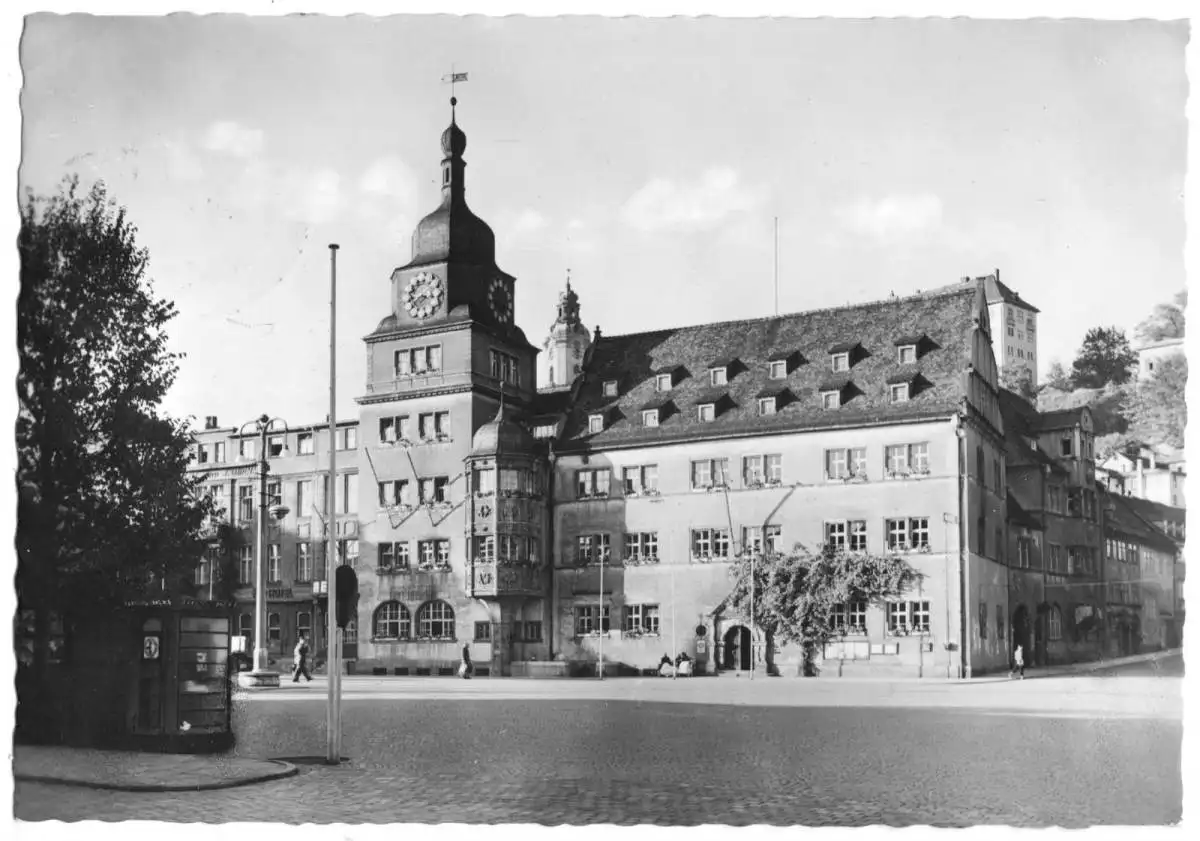 AK, Rudolstadt, Marktplatz mit Rathaus, 1960