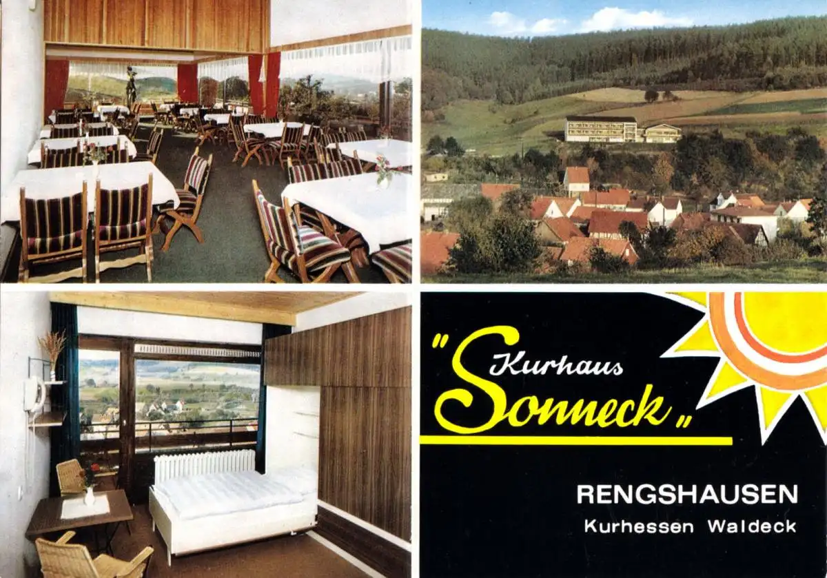 AK, Rengshausen Waldeck, Kurhaus "Sonneck", drei Abb., gestaltet, um 1970